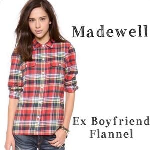 Madewell Ex Boyfriend Flannel Multicolor Plaid Size‎ XS Oversized Cotton